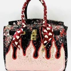 Anca Barbu Handpainted Flame Graffiti Handbag