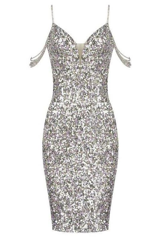 Influencer Style Jessica Bara Santana Sequin Off The Shoulder Mini Dress