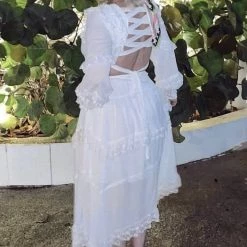 Influencer Style Jessica Bara Dawnelle Long Sleeve Cut Out Maxi Dress