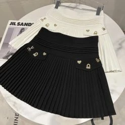 Jessica Bara Jesanna Gold Charm Pleated Skirt