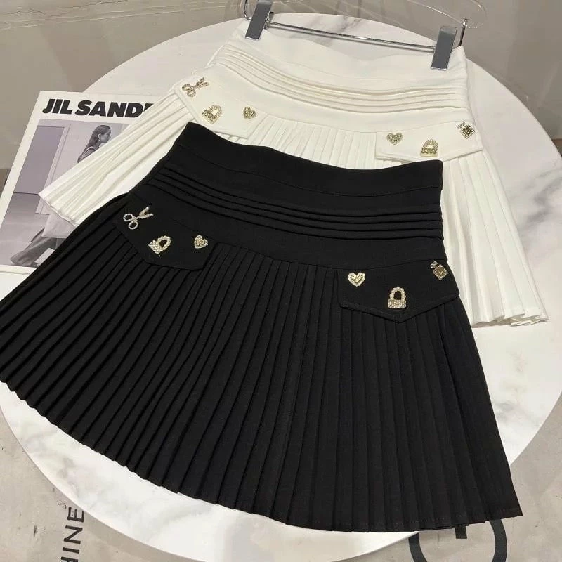 Jessica Bara Jesanna Gold Charm Pleated Skirt