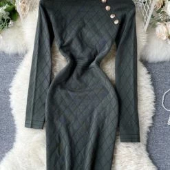 The 9-5 Shop Jessica Bara Zola High Neck Knitted Midi Dress