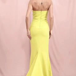 Jessica Bara Gillian Strapless Leg Slit Gown Dresses