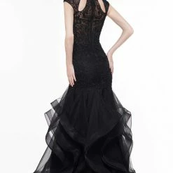 Colors Dress High Neck Ruffled Trumpet Gown The Event Shop