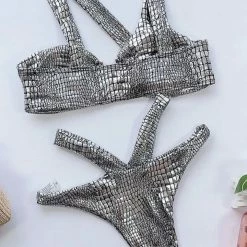 Jessica Bara Elisha Snakeskin Cut Out Bikini Set