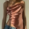 Jessica Bara Isaac Asymmetrical Satin Tank Top
