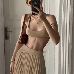 Jessica Bara Opal Crop Top And Pleated Skirt Two Piece Set