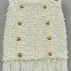 Jessica Bara Kamala Gold Button Fringe Skirt Reve Doll Essentials