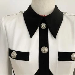 Jessica Bara Kellie Contrast Silver Button Collared Dress