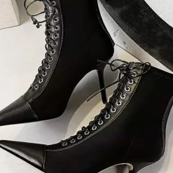 Shoes Jessica Bara Tony Pointed Toe Lace Up Ankle Booties