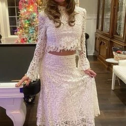 Jessica Bara Marla Lace Top And Skirt Two Piece Set Influencer Style