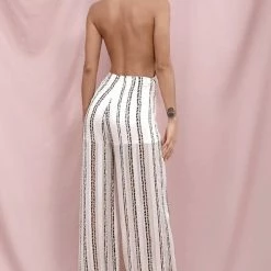 Summer Lovin' Jessica Bara Isabella Striped Backless Jumpsuit