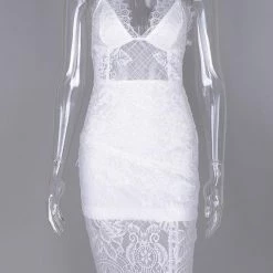 Dresses Jessica Bara Natalia Deep V Lace Bandage Dress