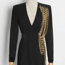 Jessica Bara Chauncey Long Sleeve Chain Mini Dress