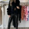 Jessica Bara Nakita Fur And Sequin Coat