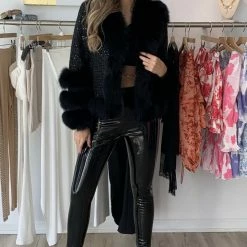 Jessica Bara Nakita Fur And Sequin Coat