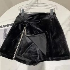 Jessica Bara Audriana Velvet Bow Mini Skirt