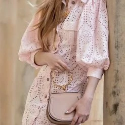 Jessica Bara Joey Collared Eyelet Mini Dress