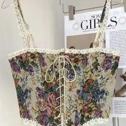 Influencer Style Jessica Bara Antonette Floral Lace Up Corset Top