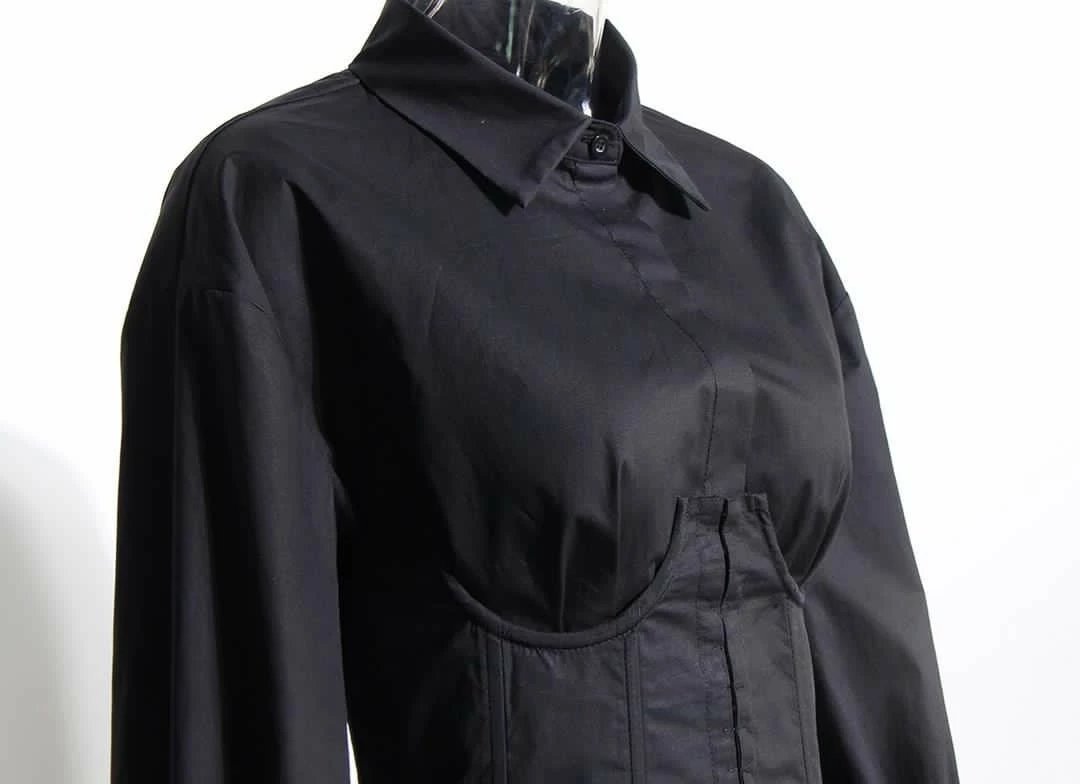 Jessica Bara Aubrey Long Sleeve Corset Shirt Dress Reve Doll Essentials