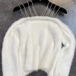 Birthday Suit Jessica Bara Layla Rhinestone Strappy Fuzzy Sweater