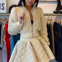 Jessica Bara Dominic Quilted Jacket And Skirt Two Piece Set Influencer Style