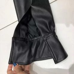 Birthday Suit Jessica Bara Char Long Sleeve Leather Crop Top