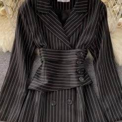 Jessica Bara Lola Long Sleeve Striped Mini Dress Reve Doll Essentials