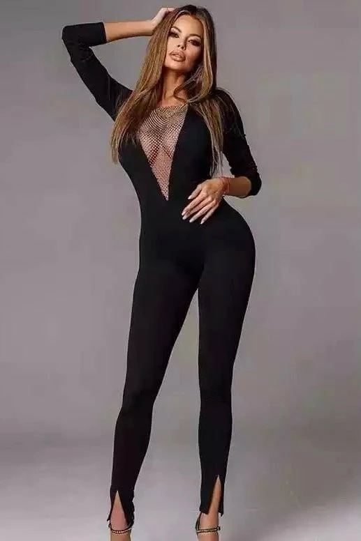 Jessica Bara Nadine Long Sleeve Crystal Jumpsuit The Event Shop