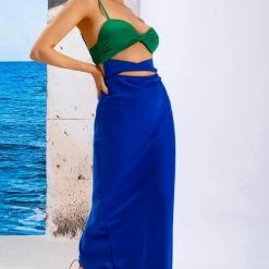 ReveBoutique Jessica Bara Isabelle Strap Color Block Midi Dress