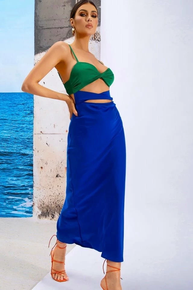 ReveBoutique Jessica Bara Isabelle Strap Color Block Midi Dress