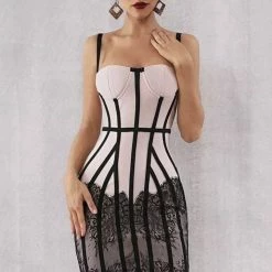 Jessica Bara Caleigh Corset Lace Bandage Dress Birthday Suit