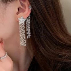 Jessica Bara Eloise Crystal Star Fringe Ear Cuff