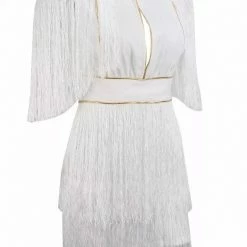 Jessica Bara Maureen Short Sleeve Fringe Mini Dress The Event Shop