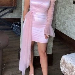 Jessica Bara Winny One Shoulder Tulle Mini Dress Birthday Suit