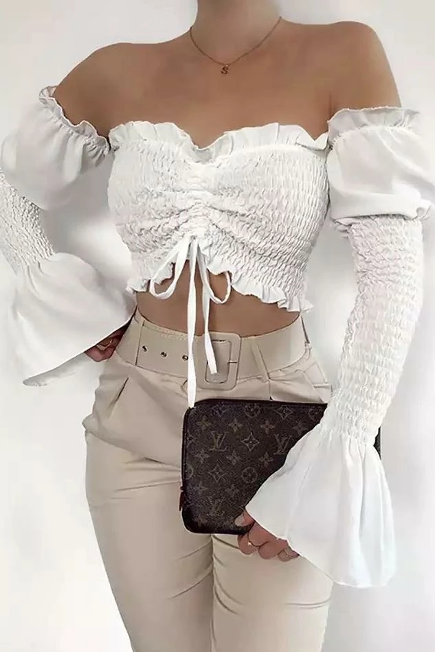 Jessica Bara Nicole Off The Shoulder Crop Top
