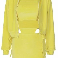 Jessica Bara Winnie Track Hoodie And Mini Skirt Three Piece Set