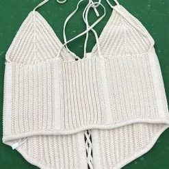 Jessica Bara Mariam Lace Up Strappy Halter Top