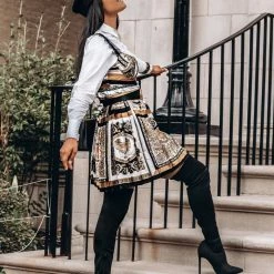 Jessica Bara Mckinley Printed Crop Top And Pleated Skirt Two Piece Set Influencer Style