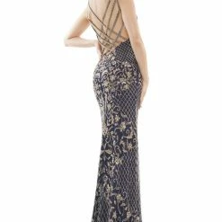 Colors Dress Beaded Strappy Back Gown