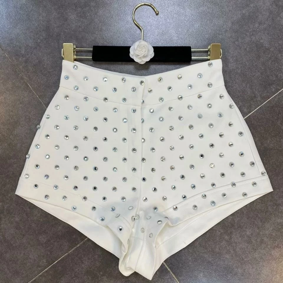 Jessica Bara Alissa High Waisted Diamond Studded Shorts