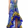 Shahida Parides V Neck Mosaic Tile Print Hi-Low Dress