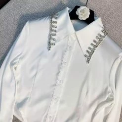 Reve Doll Essentials Jessica Bara Tedi Diamond Collar Button Down Shirt