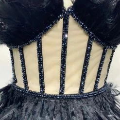 Jessica Bara Claudia Feather Strapless Midi Dress