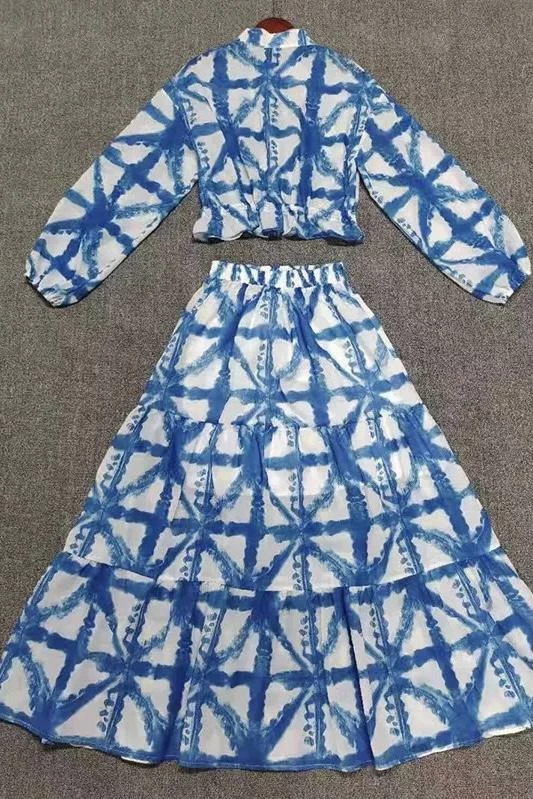 Summer Lovin' Jessica Bara Maura Long Sleeve Top And Maxi Skirt Two Piece Set