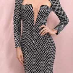 Jessica Bara Stefi Glitter Cut Out Bodycon Gown