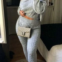 Jessica Bara Zoey Cable Knit Top And Legging Two Piece Set Reve Doll Essentials