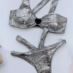 Jessica Bara Elisha Snakeskin Cut Out Bikini Set