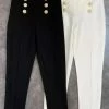 Jessica Bara Emmerson Gold Button Straight Leg Pants