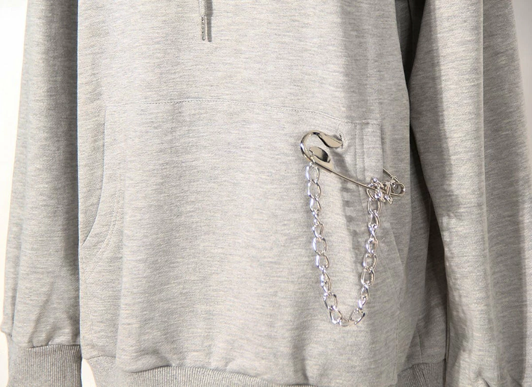 Jessica Bara Mikayla Oversized Pinned Chain Sweatshirt